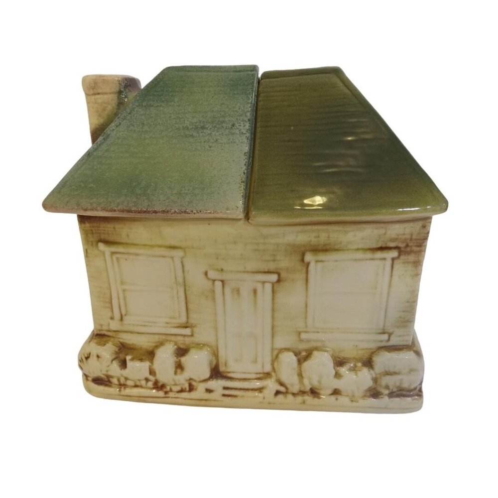 McCoy Cookie House Jar American Pottery Vintage 1950s Split House Green Roof - Picture 6 of 8
